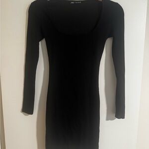 Zara Elegant Black Long Sleeve Dress